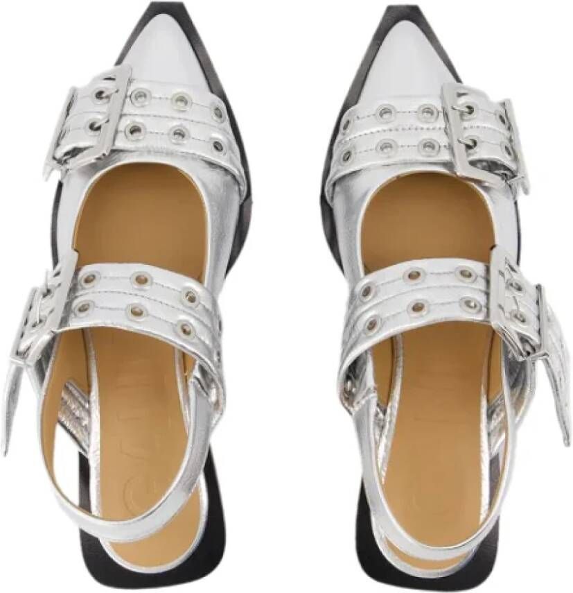 Ganni Leather flats Gray Dames