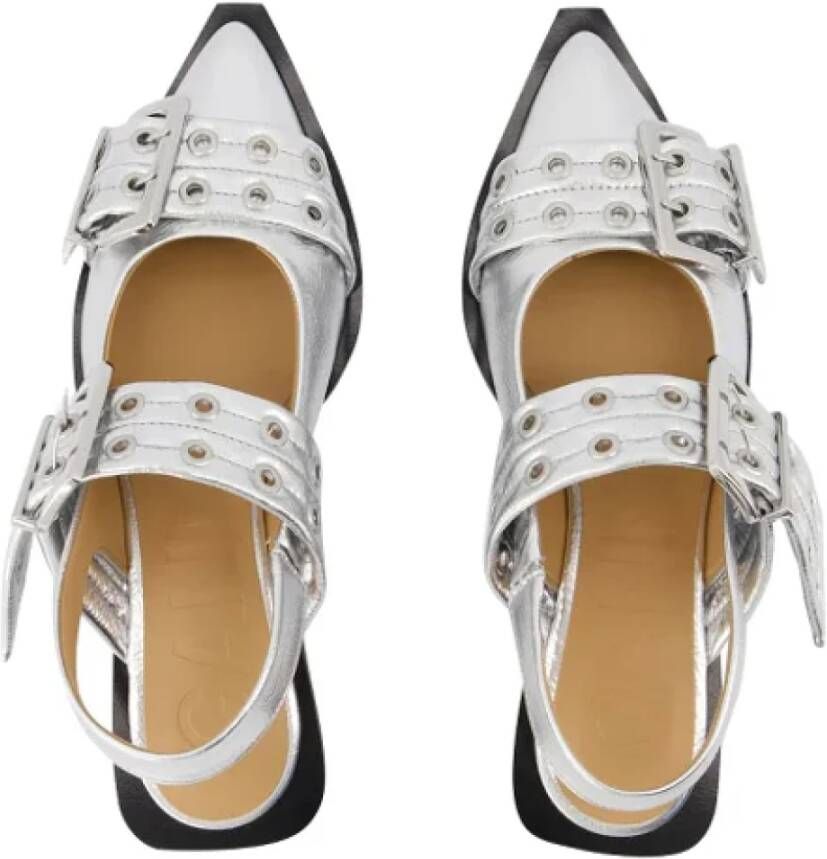 Ganni Leather flats Gray Dames