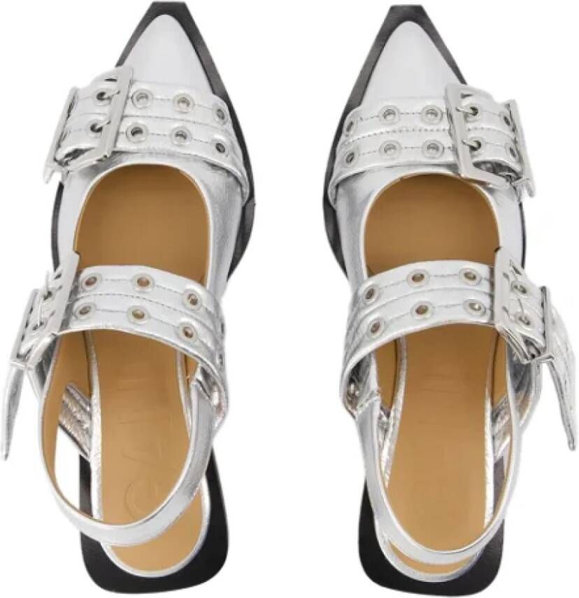 Ganni Leather flats Gray Dames