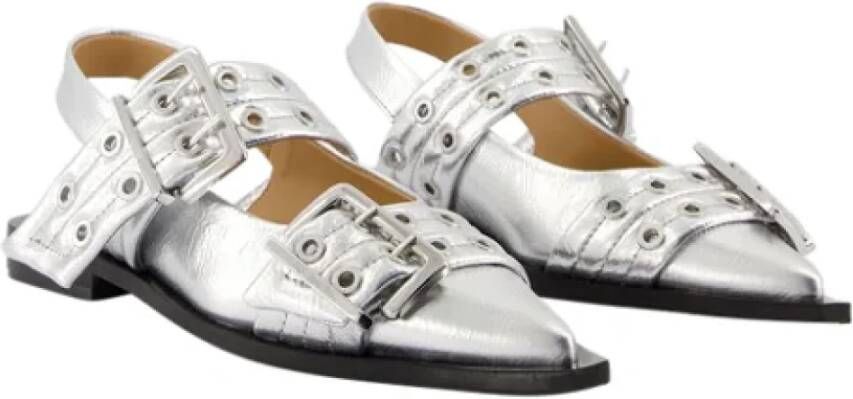 Ganni Leather flats Gray Dames