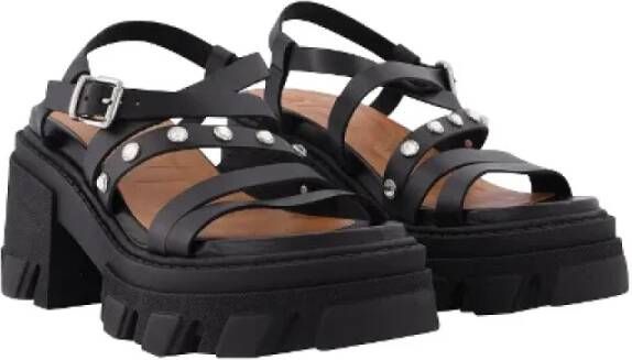 Ganni Leather sandals Black Dames