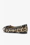 Ganni Leopard Satin Bow Ballerinas Brown Dames - Thumbnail 3