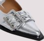 Ganni Metallic Buckle Ballerina Schoenen Gray Dames - Thumbnail 4