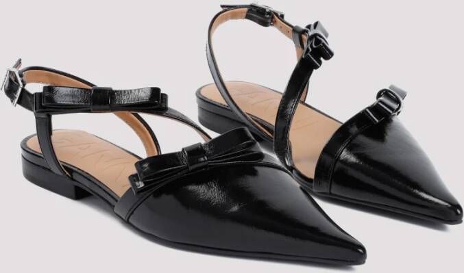 Ganni Bow Cut Out Ballerinas Black Dames