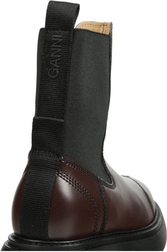 Ganni Patent Chelsea Boot voor dagelijkse stijl Brown Dames