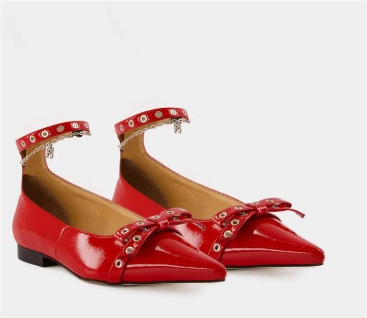 Ganni Rode Synthetische Juweel Ballerina Eyelets Red Dames