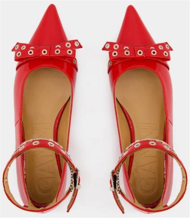 Ganni Rode Synthetische Juweel Ballerina Eyelets Red Dames