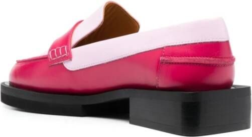 Ganni Roze Juwelen Leren Loafers Pink Dames