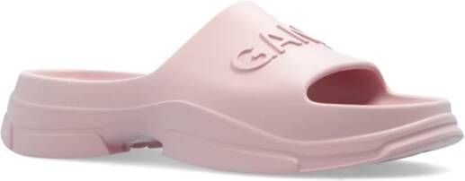 Ganni Rubberen slides met logo Pink Dames