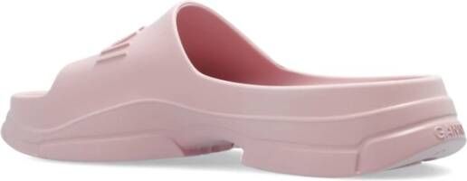 Ganni Rubberen slides met logo Pink Dames