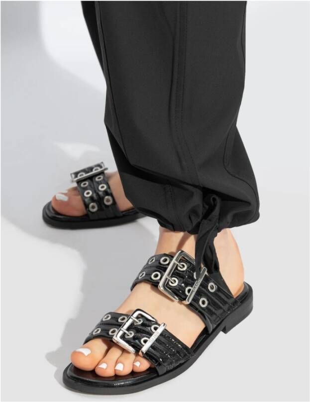 Ganni Slides met bandjes Black Dames