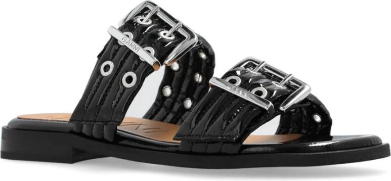 Ganni Slides met bandjes Black Dames