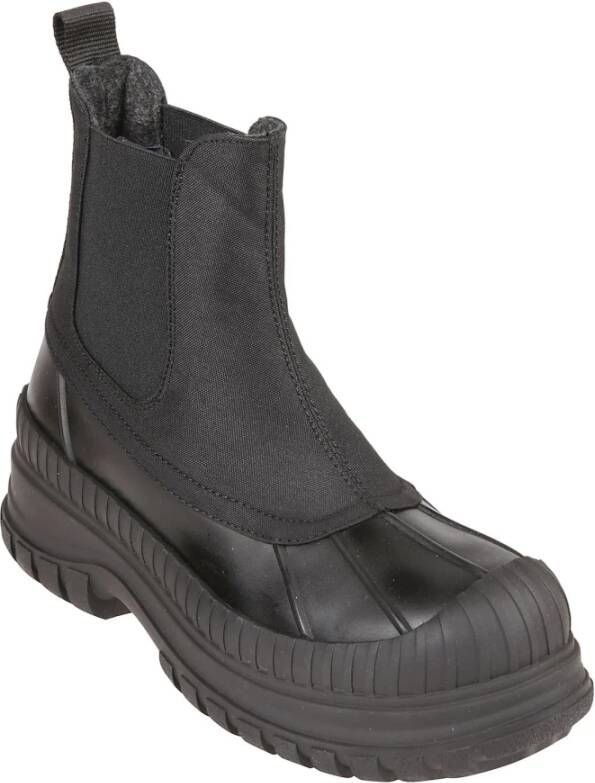 Ganni Stijlvolle Outdoor Chelsea Boot Black Dames