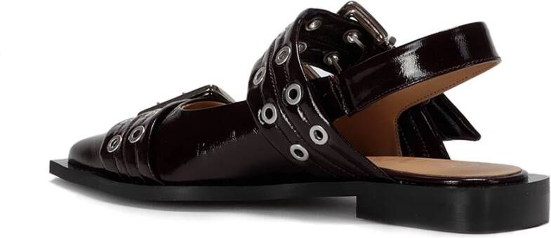 Ganni Studded Leren Ballet Flats Black Dames