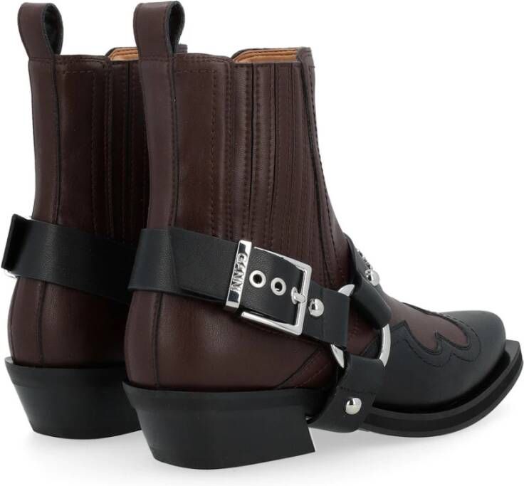 Ganni Western Chelsea Boot in Chocolade Brown Dames