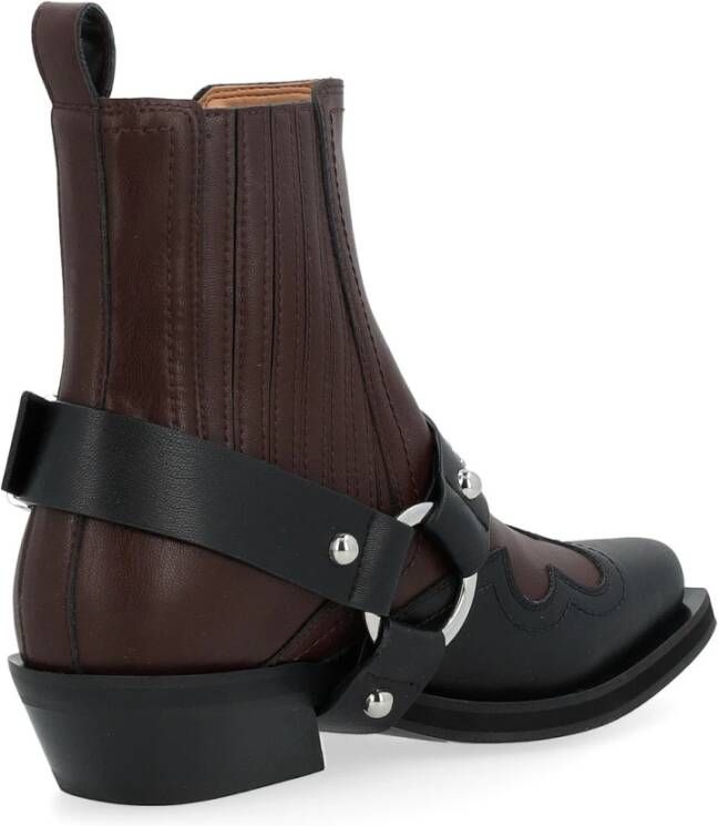 Ganni Western Chelsea Boot in Chocolade Brown Dames