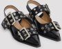 Ganni Chunky Silver-toned metal Buckle ballet flats Black Dames - Thumbnail 3