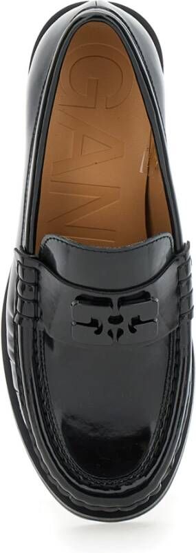 Ganni Zwarte Butterfly Loafer Platte Schoenen Black Dames