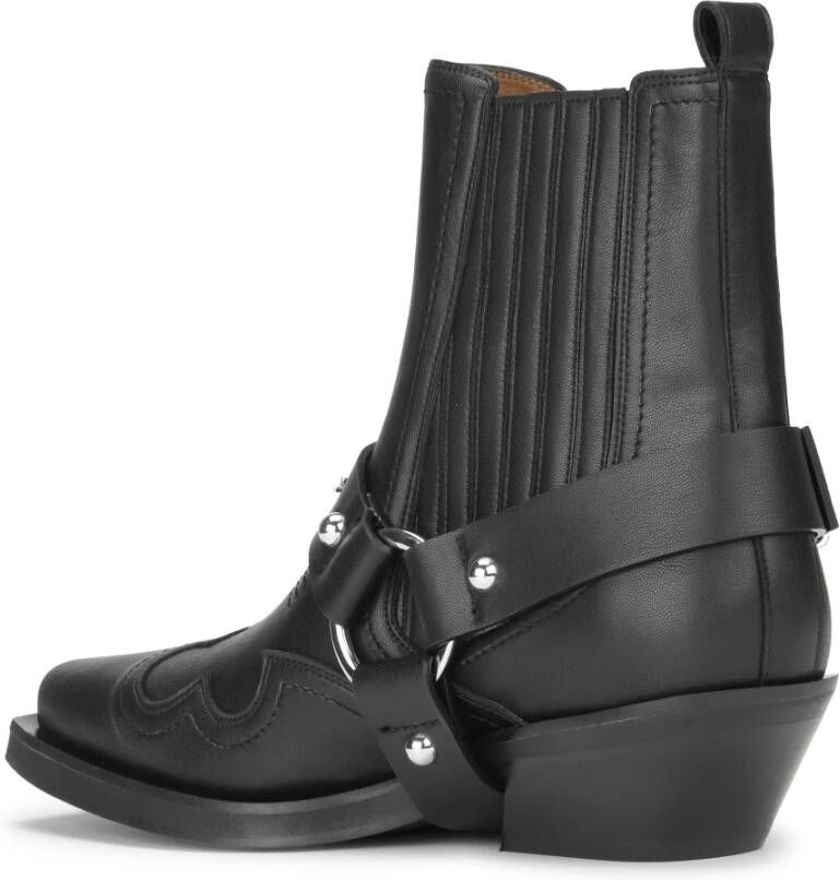 Ganni Zwarte Chelsea Western Laarzen Black Dames