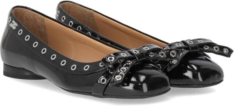 Ganni Zwarte Patent Ballet Flat met Strikken Black Dames