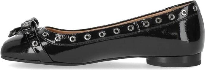 Ganni Zwarte Patent Ballet Flat met Strikken Black Dames