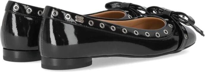 Ganni Zwarte Patent Ballet Flat met Strikken Black Dames