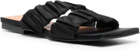 Ganni Zwarte platte sandalen met logo Black Dames