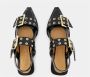 Ganni Chunky Silver-toned metal Buckle ballet flats Black Dames - Thumbnail 4