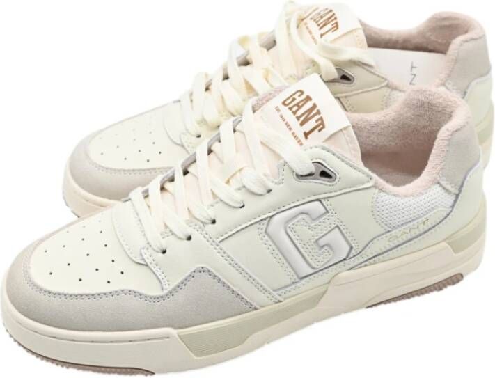 Gant Witte Leren Mesh Sneakers Beige Heren