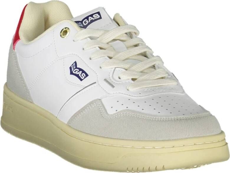 GAS Sportieve Vetersneakers Wit Contrast Logo White Heren