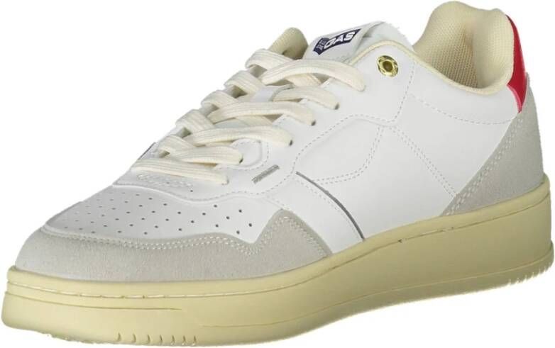 GAS Sportieve Vetersneakers Wit Contrast Logo White Heren