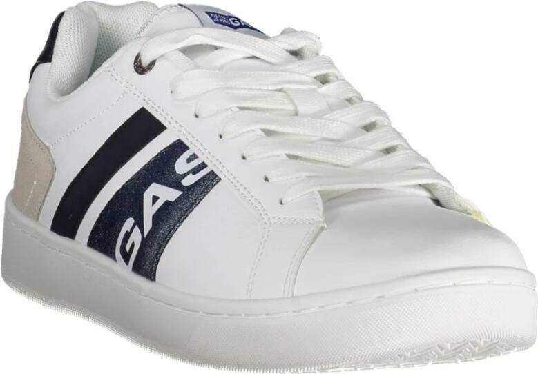 GAS Sportieve Vetersneakers Wit Contrast Logo White Heren