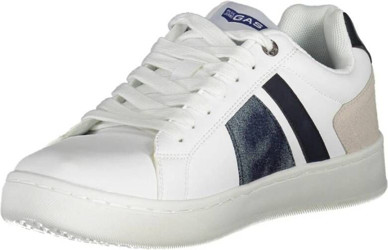 GAS Sportieve Vetersneakers Wit Contrast Logo White Heren