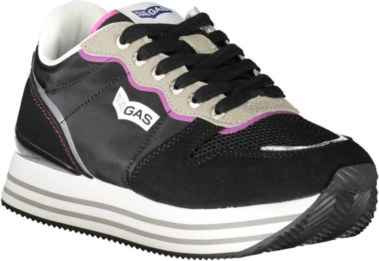 GAS Sportieve Vetersneakers Zwart Black Dames