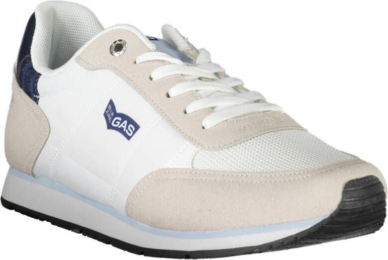 GAS Sportieve witte vetersneakers met contrastdetails White Heren