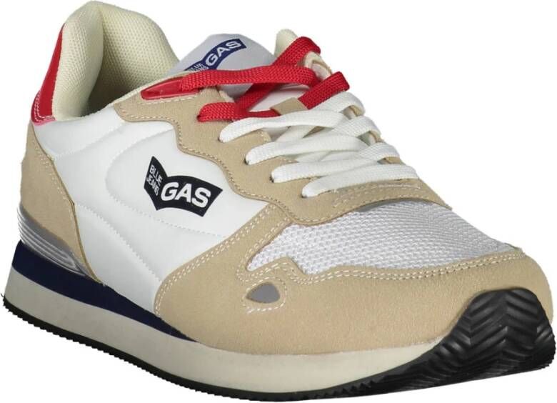 GAS Sportieve witte vetersneakers met contrastdetails White Heren