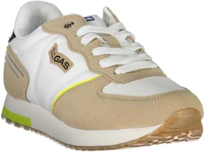 GAS Witte Polyester Sneaker met Contrastdetails Beige Heren