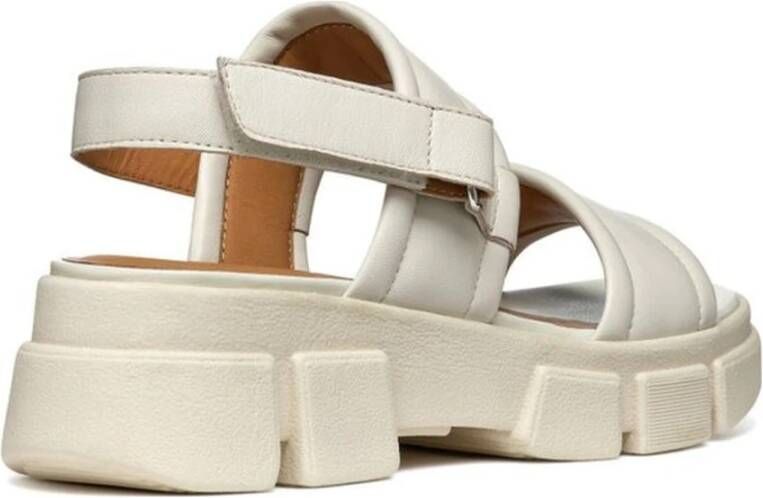 Geox Beige Platte Sandalen Lisbona Sand Beige Dames