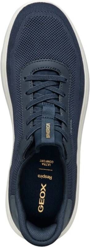 Geox Blauwe Casual Textiel Sneakers met 3cm Rubberen Zool Blue Heren