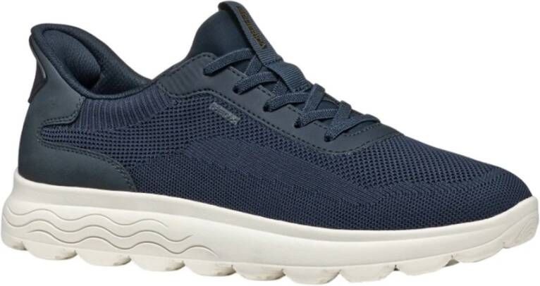 Geox Blauwe Casual Textiel Sneakers met 3cm Rubberen Zool Blue Heren