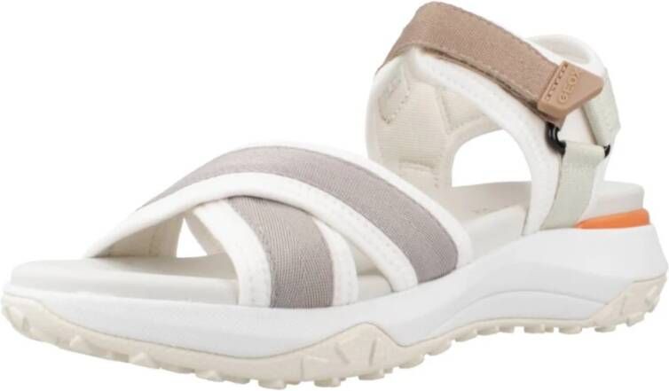 Geox Comfortabele platte sandalen voor vrouwen White Dames