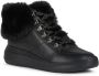 Geox Rubidia Leather Faux Fur Trim Trainers Zwart Dames - Thumbnail 3