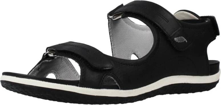 Geox Stijlvolle Platte Sandalen Black Dames