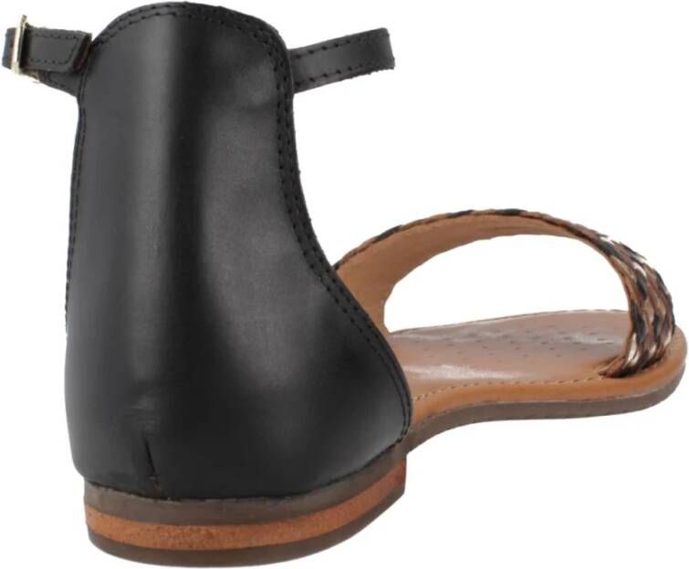 Geox Stijlvolle platte sandalen voor vrouwen Black Dames