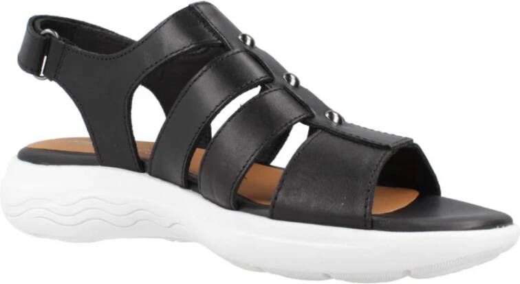 Geox Comfortabele platte sandalen voor vrouwen Black Dames