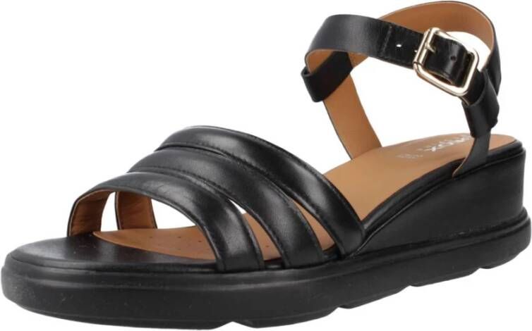 Geox Comfortabele Platte Sandalen voor Vrouwen Black Dames