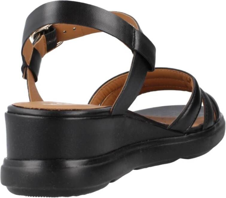 Geox Comfortabele Platte Sandalen voor Vrouwen Black Dames