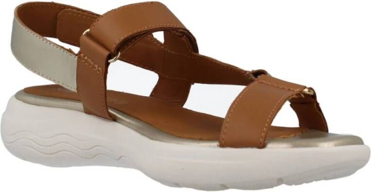 Geox Stijlvolle Platte Sandalen voor Vrouwen Brown Dames