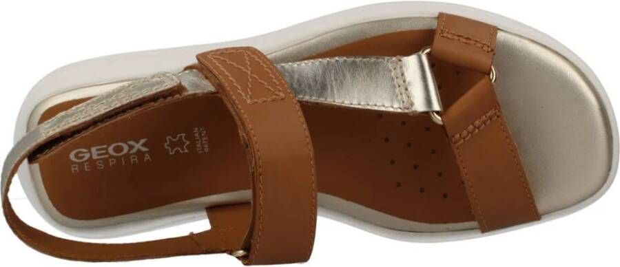 Geox Stijlvolle Platte Sandalen voor Vrouwen Brown Dames