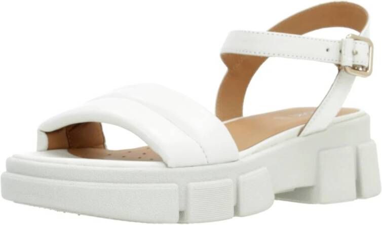 Geox Comfortabele platte sandalen voor vrouwen White Dames